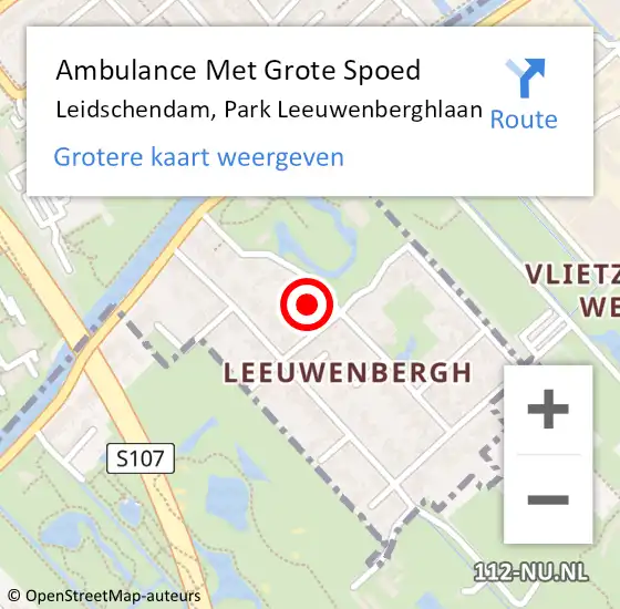 Locatie op kaart van de 112 melding: Ambulance Met Grote Spoed Naar Leidschendam, Park Leeuwenberghlaan op 10 augustus 2023 18:51