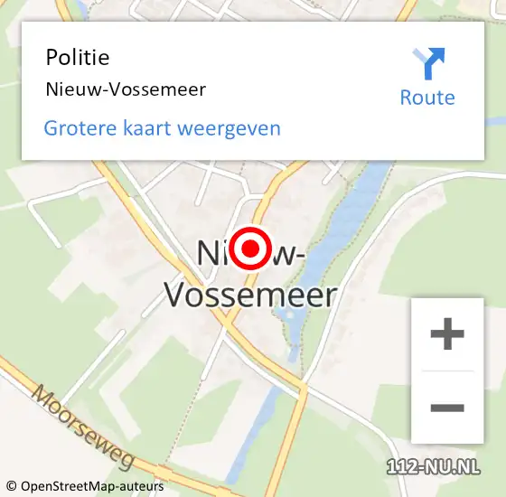 Locatie op kaart van de 112 melding: Politie Nieuw-Vossemeer op 10 augustus 2023 19:00