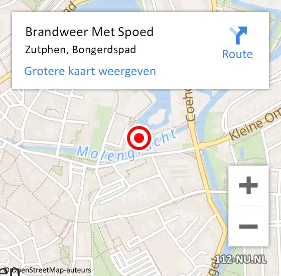 Locatie op kaart van de 112 melding: Brandweer Met Spoed Naar Zutphen, Bongerdspad op 4 september 2014 13:01