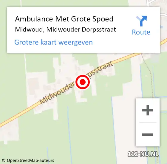 Locatie op kaart van de 112 melding: Ambulance Met Grote Spoed Naar Midwoud, Midwouder Dorpsstraat op 10 augustus 2023 19:58