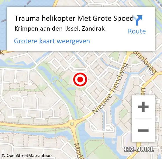 Locatie op kaart van de 112 melding: Trauma helikopter Met Grote Spoed Naar Krimpen aan den IJssel, Zandrak op 10 augustus 2023 20:21