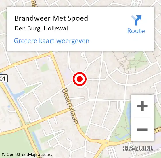 Locatie op kaart van de 112 melding: Brandweer Met Spoed Naar Den Burg, Hollewal op 10 augustus 2023 20:32