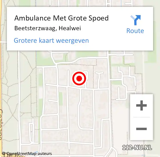 Locatie op kaart van de 112 melding: Ambulance Met Grote Spoed Naar Beetsterzwaag, Healwei op 4 september 2014 13:07