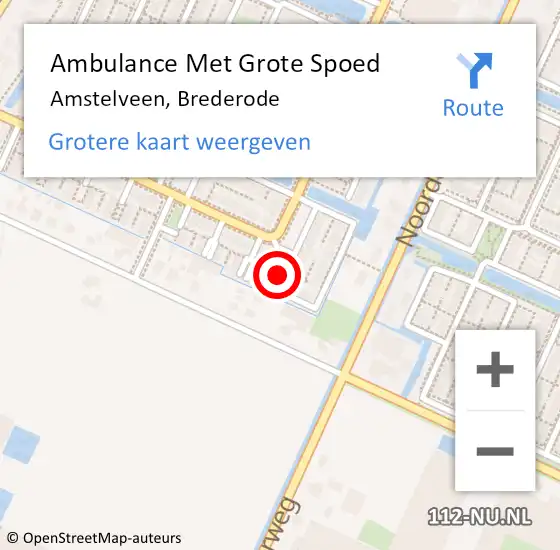 Locatie op kaart van de 112 melding: Ambulance Met Grote Spoed Naar Amstelveen, Brederode op 10 augustus 2023 20:58