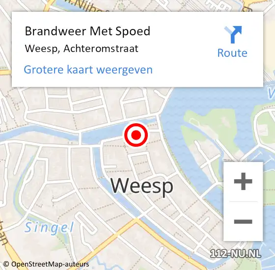 Locatie op kaart van de 112 melding: Brandweer Met Spoed Naar Weesp, Achteromstraat op 10 augustus 2023 21:13