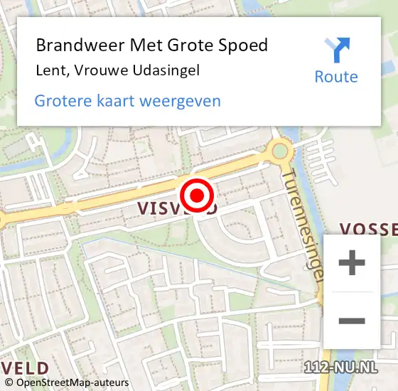 Locatie op kaart van de 112 melding: Brandweer Met Grote Spoed Naar Lent, Vrouwe Udasingel op 10 augustus 2023 21:19