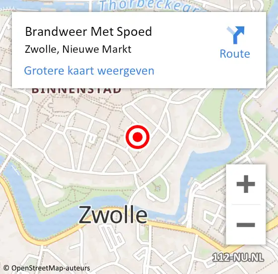 Locatie op kaart van de 112 melding: Brandweer Met Spoed Naar Zwolle, Nieuwe Markt op 10 augustus 2023 21:20