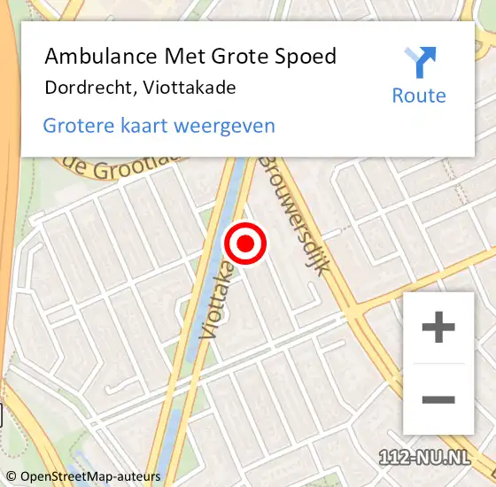 Locatie op kaart van de 112 melding: Ambulance Met Grote Spoed Naar Dordrecht, Viottakade op 10 augustus 2023 22:53