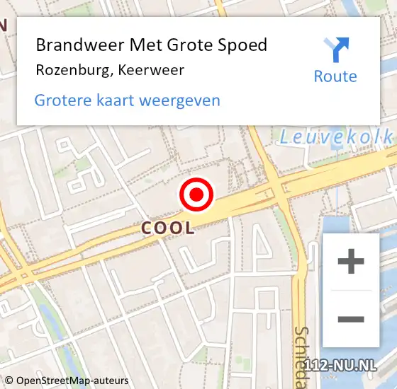 Locatie op kaart van de 112 melding: Brandweer Met Grote Spoed Naar Rozenburg, Keerweer op 10 augustus 2023 22:57