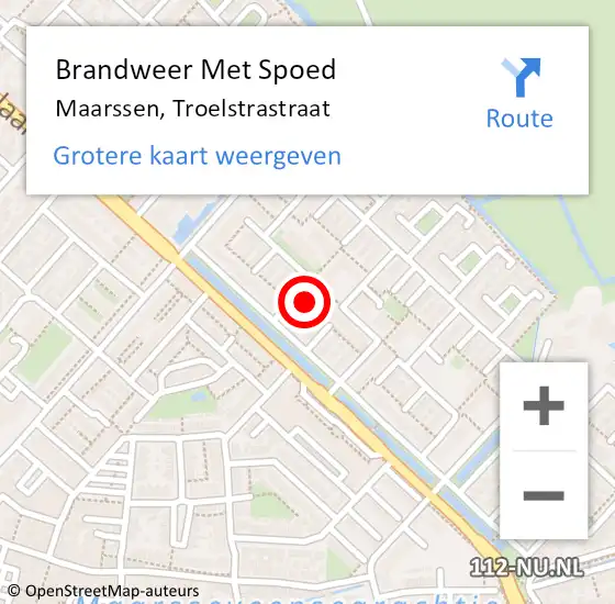 Locatie op kaart van de 112 melding: Brandweer Met Spoed Naar Maarssen, Troelstrastraat op 10 augustus 2023 23:07