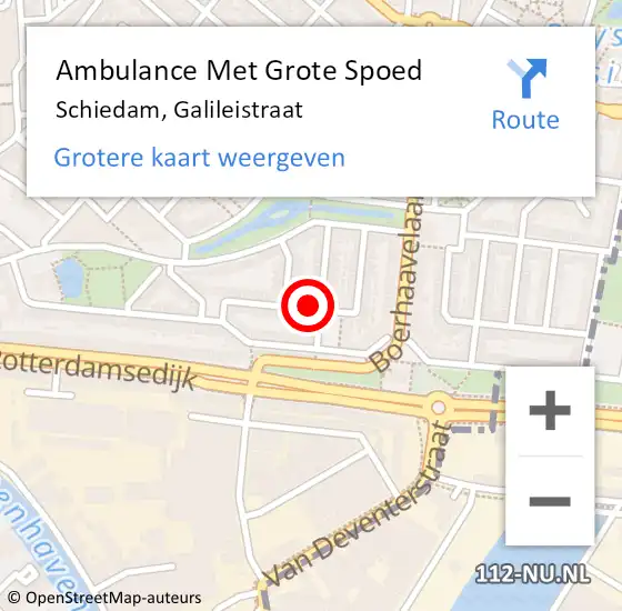 Locatie op kaart van de 112 melding: Ambulance Met Grote Spoed Naar Schiedam, Galileistraat op 10 augustus 2023 23:36