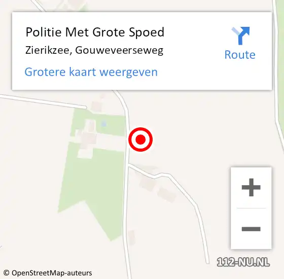 Locatie op kaart van de 112 melding: Politie Met Grote Spoed Naar Zierikzee, Gouweveerseweg op 11 augustus 2023 00:01