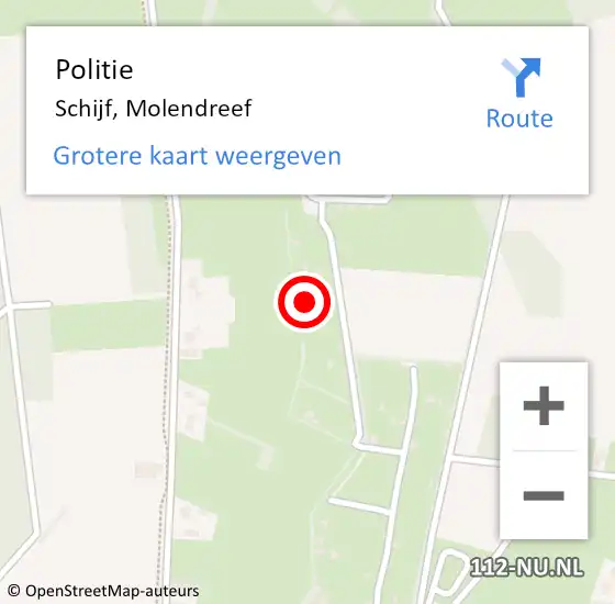 Locatie op kaart van de 112 melding: Politie Schijf, Molendreef op 11 augustus 2023 00:02