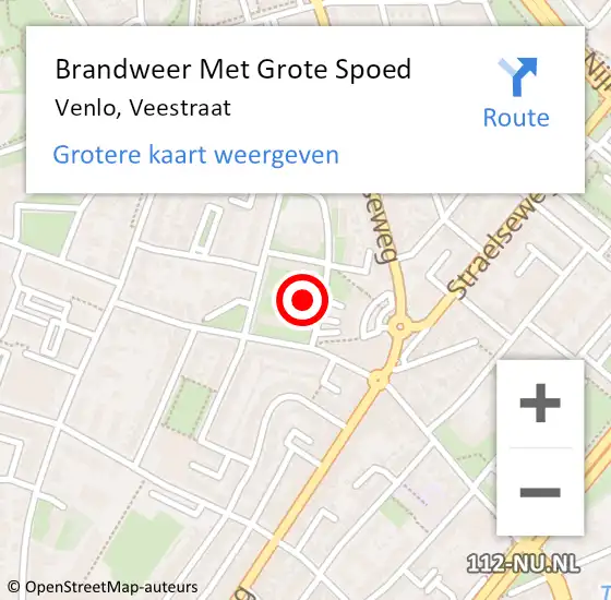 Locatie op kaart van de 112 melding: Brandweer Met Grote Spoed Naar Venlo, Veestraat op 11 augustus 2023 00:45