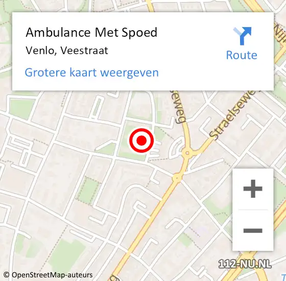 Locatie op kaart van de 112 melding: Ambulance Met Spoed Naar Venlo, Veestraat op 11 augustus 2023 00:48