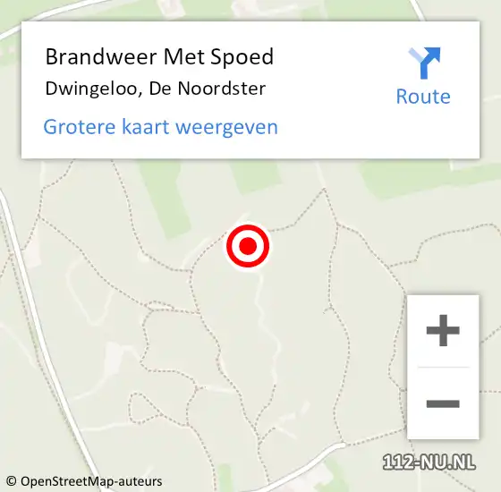 Locatie op kaart van de 112 melding: Brandweer Met Spoed Naar Dwingeloo, De Noordster op 11 augustus 2023 00:51