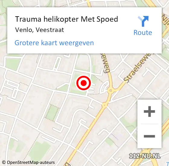 Locatie op kaart van de 112 melding: Trauma helikopter Met Spoed Naar Venlo, Veestraat op 11 augustus 2023 00:51