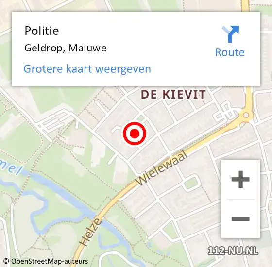 Locatie op kaart van de 112 melding: Politie Geldrop, Maluwe op 11 augustus 2023 00:51