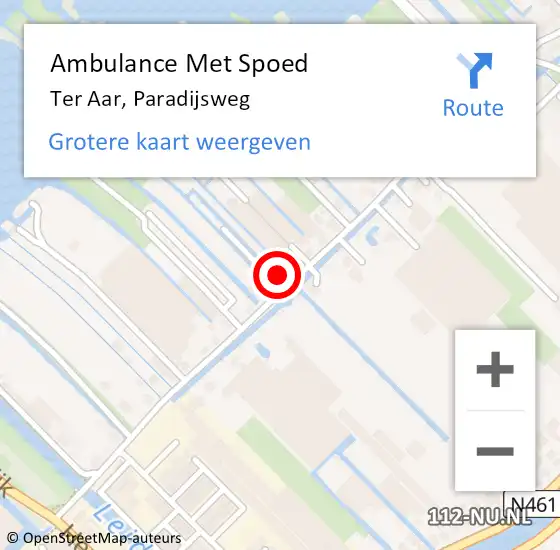 Locatie op kaart van de 112 melding: Ambulance Met Spoed Naar Ter Aar, Paradijsweg op 4 september 2014 13:21