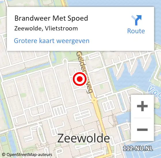 Locatie op kaart van de 112 melding: Brandweer Met Spoed Naar Zeewolde, Vlietstroom op 11 augustus 2023 03:47