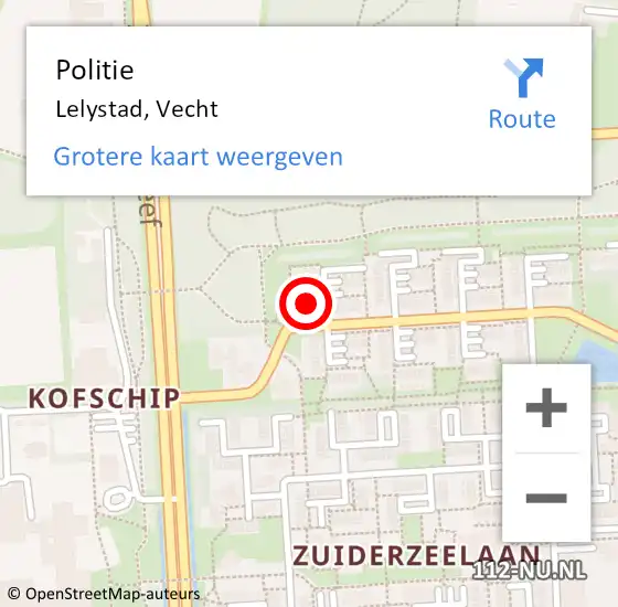 Locatie op kaart van de 112 melding: Politie Lelystad, Vecht op 11 augustus 2023 05:06