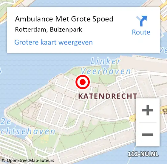 Locatie op kaart van de 112 melding: Ambulance Met Grote Spoed Naar Rotterdam, Buizenpark op 11 augustus 2023 07:19