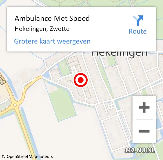 Locatie op kaart van de 112 melding: Ambulance Met Spoed Naar Hekelingen, Zwette op 11 augustus 2023 07:24