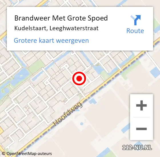 Locatie op kaart van de 112 melding: Brandweer Met Grote Spoed Naar Kudelstaart, Leeghwaterstraat op 11 augustus 2023 07:55