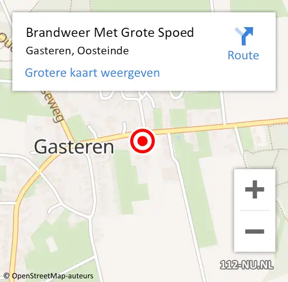 Locatie op kaart van de 112 melding: Brandweer Met Grote Spoed Naar Gasteren, Oosteinde op 11 augustus 2023 08:07