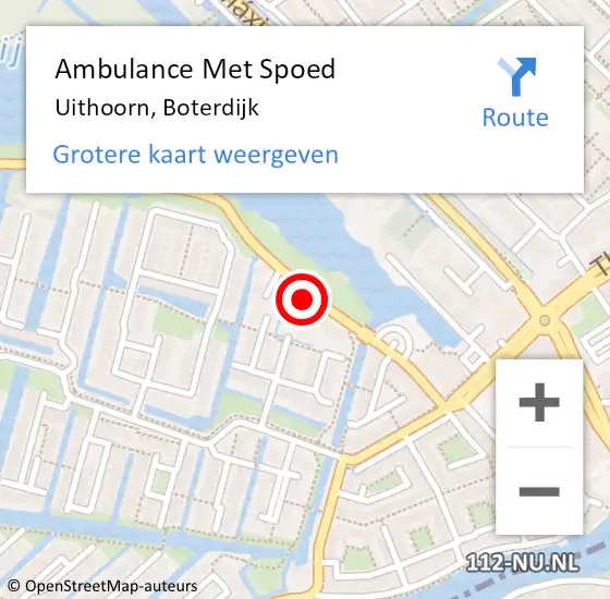 Locatie op kaart van de 112 melding: Ambulance Met Spoed Naar Uithoorn, Boterdijk op 11 augustus 2023 08:30