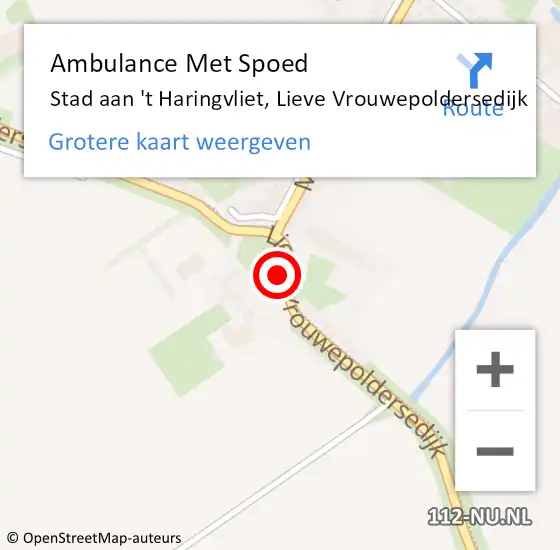 Locatie op kaart van de 112 melding: Ambulance Met Spoed Naar Stad aan 't Haringvliet, Lieve Vrouwepoldersedijk op 11 augustus 2023 08:33