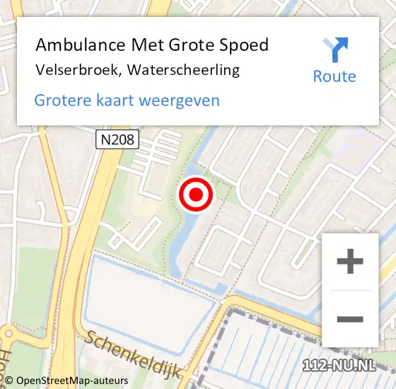 Locatie op kaart van de 112 melding: Ambulance Met Grote Spoed Naar Velserbroek, Waterscheerling op 11 augustus 2023 08:34