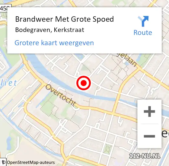 Locatie op kaart van de 112 melding: Brandweer Met Grote Spoed Naar Bodegraven, Kerkstraat op 11 augustus 2023 09:09