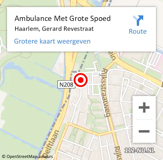 Locatie op kaart van de 112 melding: Ambulance Met Grote Spoed Naar Haarlem, Gerard Revestraat op 11 augustus 2023 09:55