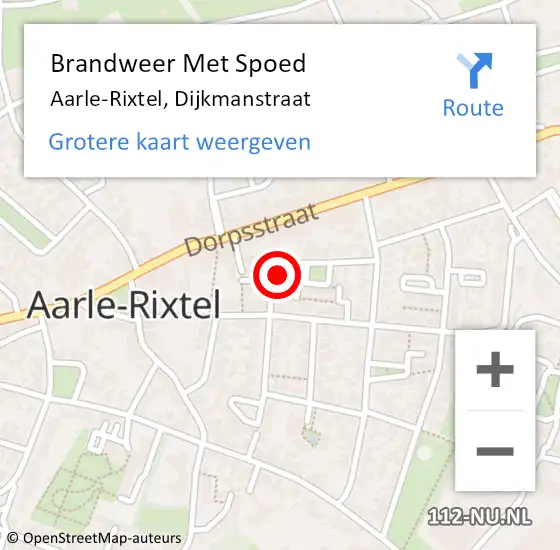Locatie op kaart van de 112 melding: Brandweer Met Spoed Naar Aarle-Rixtel, Dijkmanstraat op 11 augustus 2023 09:56
