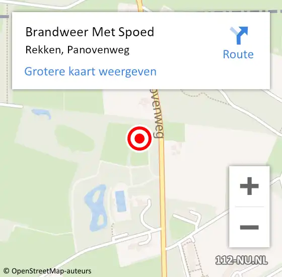 Locatie op kaart van de 112 melding: Brandweer Met Spoed Naar Rekken, Panovenweg op 11 augustus 2023 10:02
