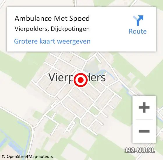 Locatie op kaart van de 112 melding: Ambulance Met Spoed Naar Vierpolders, Dijckpotingen op 11 augustus 2023 10:07