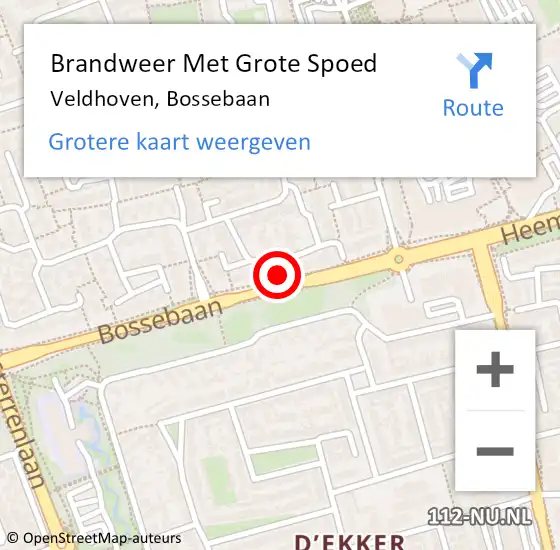 Locatie op kaart van de 112 melding: Brandweer Met Grote Spoed Naar Veldhoven, Bossebaan op 11 augustus 2023 10:15