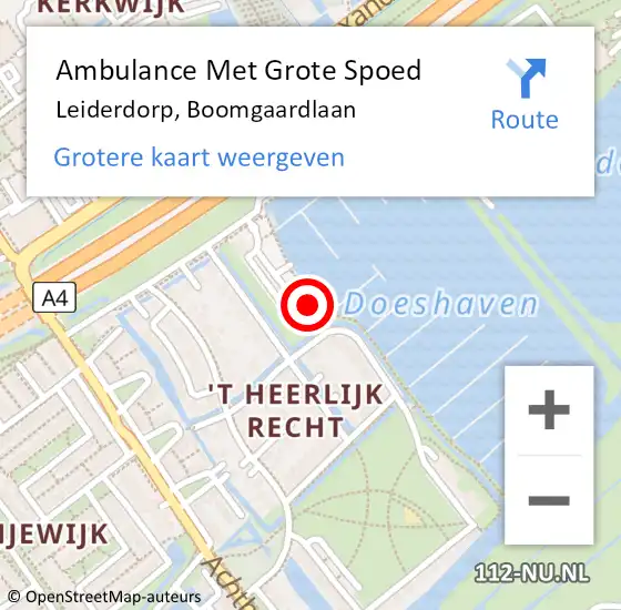 Locatie op kaart van de 112 melding: Ambulance Met Grote Spoed Naar Leiderdorp, Boomgaardlaan op 11 augustus 2023 10:23