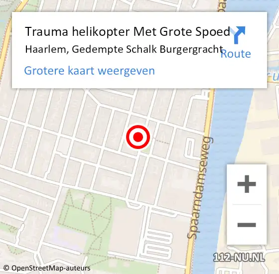 Locatie op kaart van de 112 melding: Trauma helikopter Met Grote Spoed Naar Haarlem, Gedempte Schalk Burgergracht op 11 augustus 2023 10:28