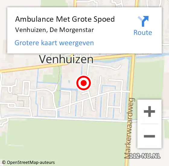 Locatie op kaart van de 112 melding: Ambulance Met Grote Spoed Naar Venhuizen, De Morgenstar op 11 augustus 2023 10:35