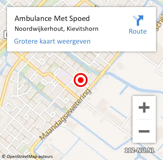 Locatie op kaart van de 112 melding: Ambulance Met Spoed Naar Noordwijkerhout, Kievitshorn op 11 augustus 2023 10:47