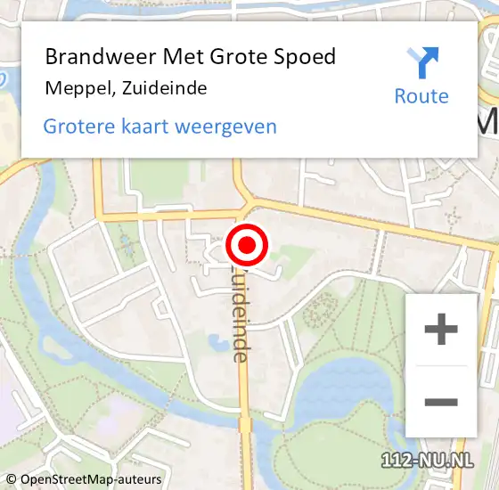 Locatie op kaart van de 112 melding: Brandweer Met Grote Spoed Naar Meppel, Zuideinde op 11 augustus 2023 10:49