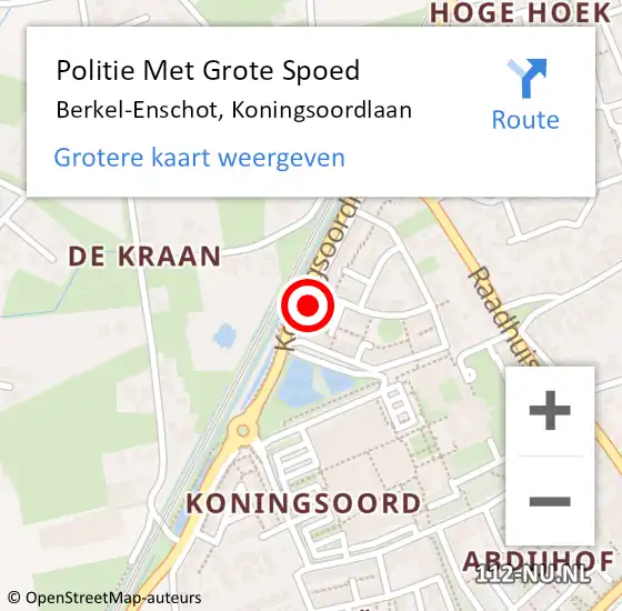 Locatie op kaart van de 112 melding: Politie Met Grote Spoed Naar Berkel-Enschot, Koningsoordlaan op 11 augustus 2023 10:49