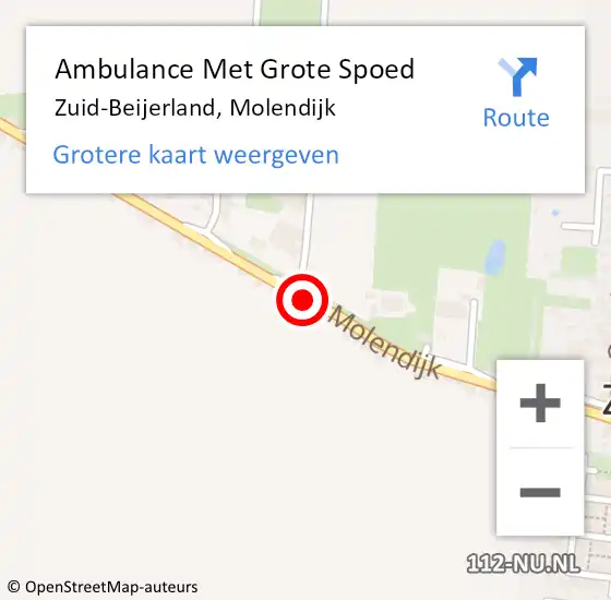 Locatie op kaart van de 112 melding: Ambulance Met Grote Spoed Naar Zuid-Beijerland, Molendijk op 11 augustus 2023 11:32