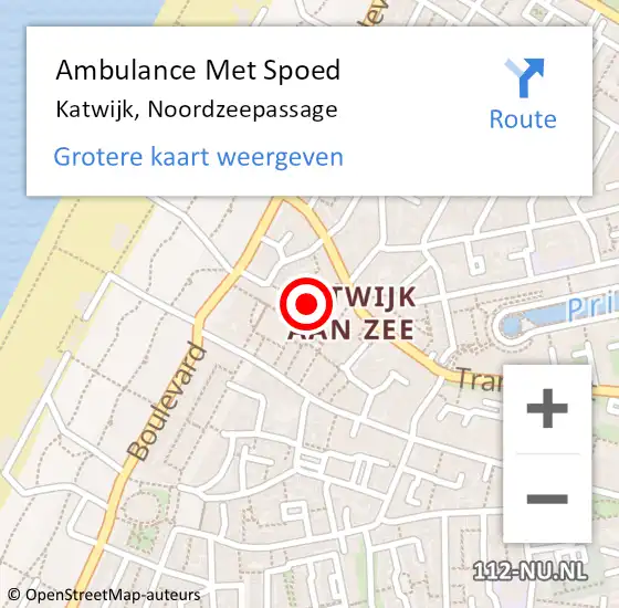 Locatie op kaart van de 112 melding: Ambulance Met Spoed Naar Katwijk, Noordzeepassage op 11 augustus 2023 11:48