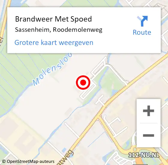 Locatie op kaart van de 112 melding: Brandweer Met Spoed Naar Sassenheim, Roodemolenweg op 11 augustus 2023 11:51