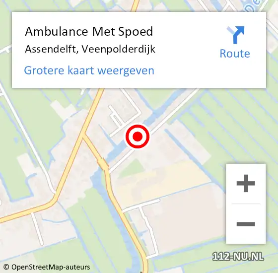 Locatie op kaart van de 112 melding: Ambulance Met Spoed Naar Assendelft, Veenpolderdijk op 11 augustus 2023 12:00