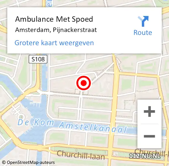 Locatie op kaart van de 112 melding: Ambulance Met Spoed Naar Amsterdam, Pijnackerstraat op 11 augustus 2023 12:02