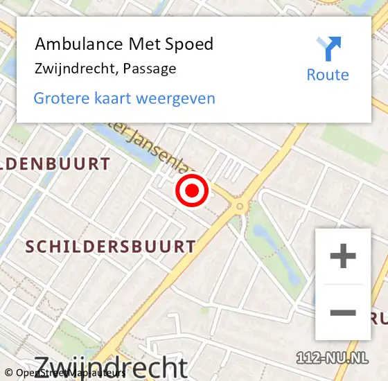 Locatie op kaart van de 112 melding: Ambulance Met Spoed Naar Zwijndrecht, Passage op 11 augustus 2023 12:11